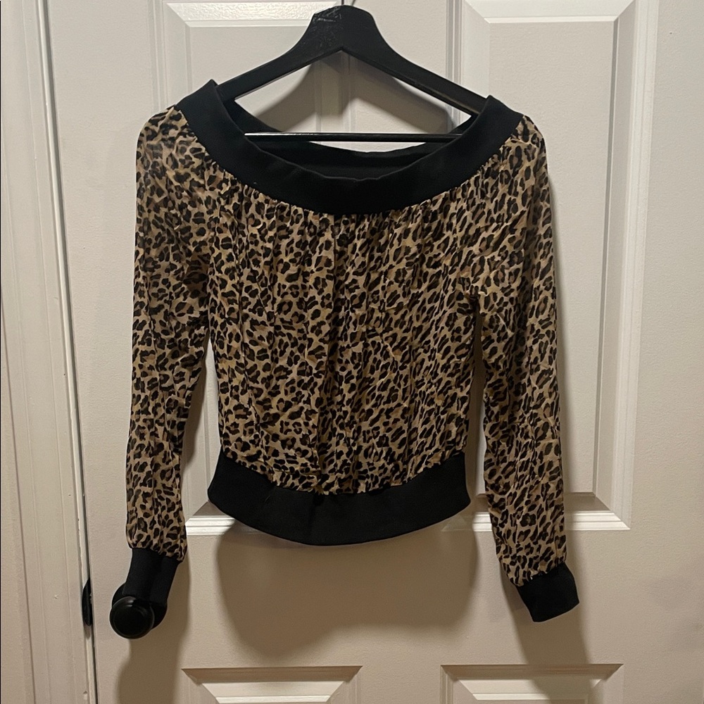 Express Leopard Print Silk Blouse